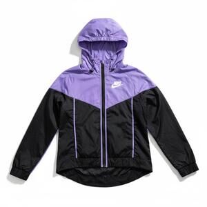 Nike Purple Black Colorblock Hooded Running Windbreaker Jacket Women's Small